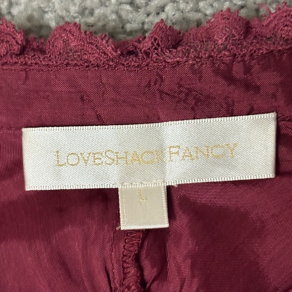 LOVE SHACK FANCY Isaline Button Front Top Size Large in oxblood wine color - Picture 12 of 14